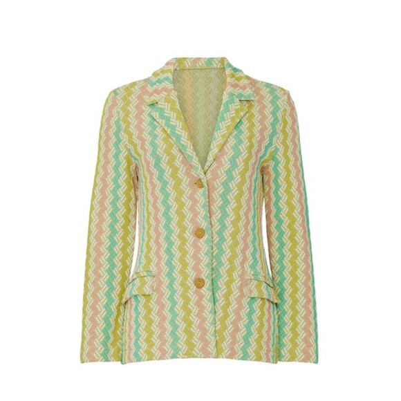 Anthropologie Aldo Martins Women 12 Chevron Blazer Jacket Bamboo Spain Designer - Picture 2 of 16